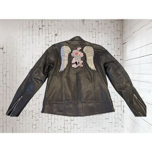 Mossi Genuine Leather Moto Bomber Jacket Sz. 10